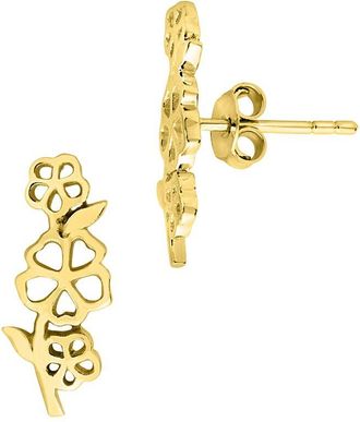 Sterling Forever 14K Gold Birth Flower Stud Earrings
