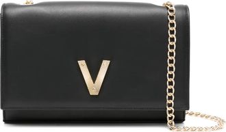 Via Roma 15 Borsa a spalla con placca logo - Nero