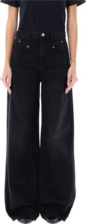 Isabel Marant Wijde Flare High Waist Jeans - Dames - Loose Fit Jeans - Zwart - XS - Katoen - Jeans
