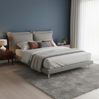 Dmora Dmora - Cama Matrimonial Dgiraud, Cama Fija En Tela Con Pies, 100% Made In Italy, Adecuado Para Colch&oacute;n 160x190 Cm, Gris