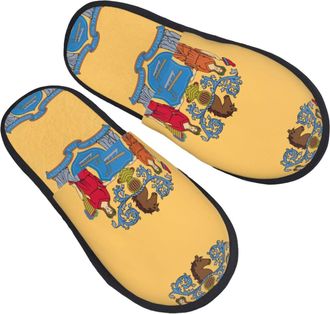Generic Slippers Flag Of New Jersey Unisex Camping Slippers Warm Anti-Slide Slipper For Women Indoor Spa L