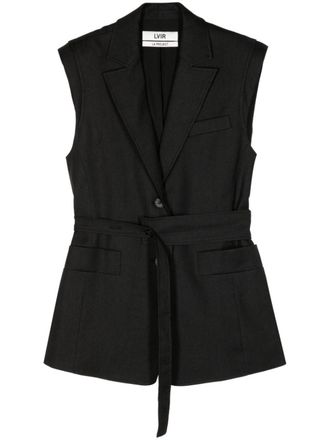 LVIR belted linen vest - women - Polyester/Linen/Flax/Polyurethane/TENCEL/Linen/Flax - S - Black