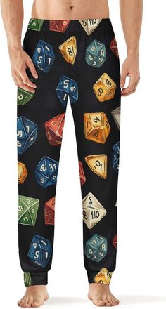 Generic D And 20 Dice Dungeons Mens Pajama Pants Soft Loungewear Bottoms Lightweight Sleepwear