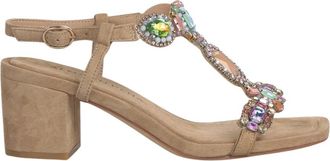 Alma En Pena Sandaal met Strass Details - Dames - Sandalen met hakken - Beige - 41 EU - Su&egrave;de - Schoenen
