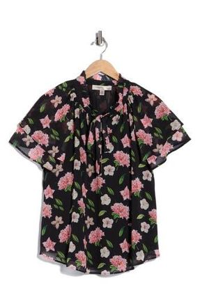 Catherine Malandrino Floral Flutter Sleeve Top in Jardin De Fleurs Print at Nordstrom Rack, Size 3 X
