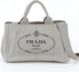 Prada Gray Handbag Shoulder Bag Tote Bag (Pre-Owned)