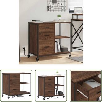 vidaXL Armadietto ufficio - Cabina con Stazione di Ricarica Rovere Marrone 76 x 41 x 72 cm