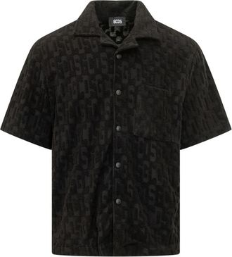 GCDS Shirt met monogrampatroon - Heren - Korte mouwen Overhemden - Zwart - XS - Overhemden