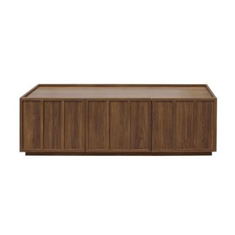 Calicosy Mueble de tv de 3 puertas efecto nogal, borde superior elevado a140 cm