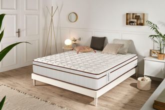 Moonia Colch&oacute;n Muelles Ensacados Hybrid Blanco 30 Cm Viscoel&aacute;stico Muelles Transpirable - 160x190 Cm - Moonia