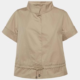 Roberto Cavalli Beige Gabardine Drawstring Detail Jacket