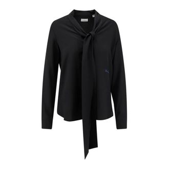 Burberry V-Neck Bow Blouse - female - Burberry - Blouses - Black - XS - Blouses & Shirts