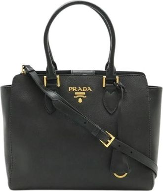 Prada Pre-owned Saffiano 2way Bag - Dames - Vintage Handtas - Zwart - ONE Size - Leer - Vintage