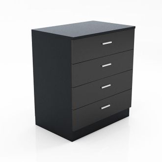 Elegant Lighting High Gloss Black Chests of 4 Drawers with Metal Handles for Bedroom or Home Storage Organizer - Elegant