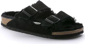 Birkenstock Womens Arizona Shearling Sandal In Black