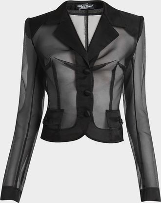 Dolce & Gabbana Vernice Sheer Tulle Crop Jacket