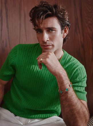 Le 31 Mens Twisted-cable short-sleeve sweater