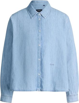 Joop Denim Blouse-Overhemd met Logo-borduursel - Dames - Spijkeroverhemden - Blauw - L - Denim - Overhemden