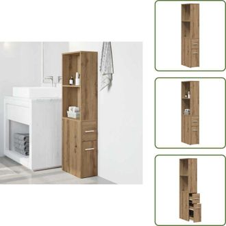 vidaXL The Living Store Mobile da Bagno Stretto con Ruote Rovere Artigianale Truciolato - Mobile da bagno