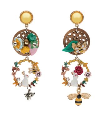 Amir Slama bunny-bee motif drop earrings - Yellow