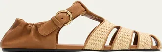 Miu Miu Raffia and Leather Fisherman Sandals
