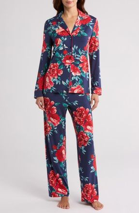 Nordstrom Moonlight Eco Knit Pajamas in Navy In Bloom at Nordstrom, Size Large
