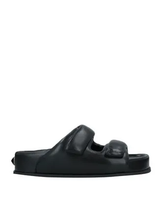 サンダル・ミュール Valentino Garavani Black Leather Sandals Valentino Garavani - Rockstud Black Leather T-Strap Sandal, 60mm