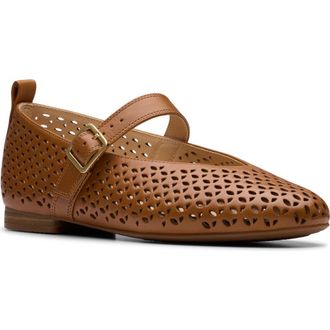 Clarks Fawna Mary Jane Flat in Tan Leather at Nordstrom Rack, Size 9.5