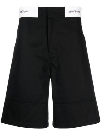 Palm Angels Shorts met logoband - Zwart