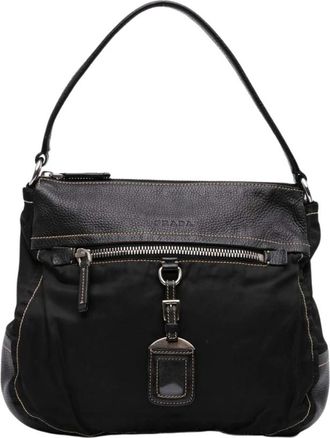Prada Pre-owned Stijlvolle Handtas met Leren Trim - Dames - Vintage Schoudertas - Zwart - ONE Size - Leer - Vintage