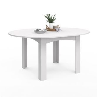IDMarket Dona Mesa De Comedor Redonda Extensible 4-8 Personas Blanco 110-150 Cm
