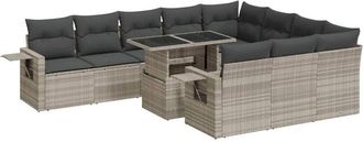 vidaXL Set De Sof&aacute;s De Jard&iacute;n 11 Pzas Y Cojines Rat&aacute;n Sint&eacute;tico Gris Vidaxl