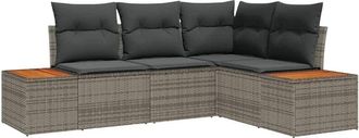 vidaXL Garden Sofa Set with Cushion 4 pcs Grey Poly Rattan vidaXL