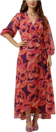 Freebird by Steven Kleedjes, Dames, Roze, M, Crinkle AOP Maxi Jurk Roze