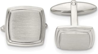 Diamond2Deal Stainless Steel Brushed and Polished Square Cufflinks