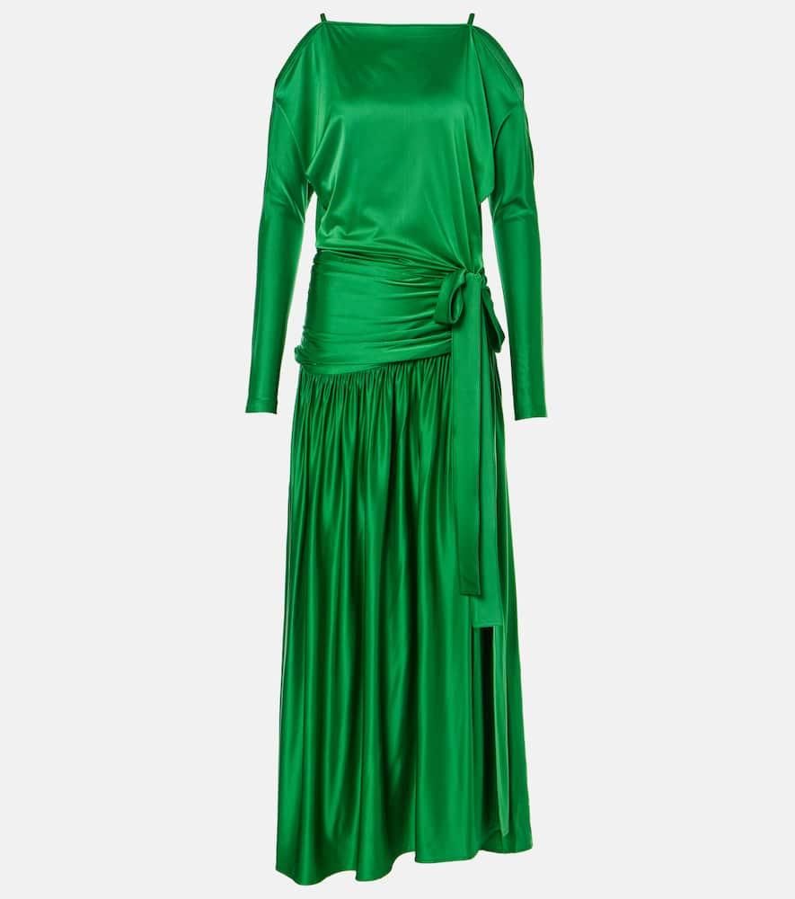 paco rabanne green dress Robe Asymmetrical Button Detail Dress