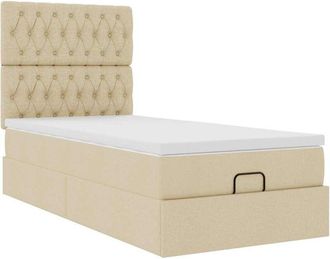 vidaXL Cama Otomana Con Colch&oacute;n De Tela Color Crema 100x200 Cm Vidaxl