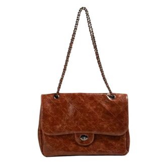 Generic Quilted Flap Handbag with Chain Strap, Diamond-Stitched Pattern, Available in Black, Burgundy, Brown (Brown)
