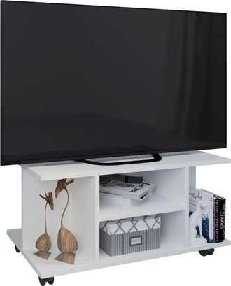 ebuy24 Ebuy24 - Muebles Tv Vcm Lowboard Estante Tv Con Ruedas Dimensiones 40 X An. 80 X P. 40 Cm Muebles Fernseh - Findalo (blanco)