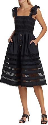 Cara Cara Womens Nidhi Embroidered Square Neck Sleeveless Midi Dress Black
