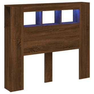vidaXL Cabecero Led Madera Ingenier&iacute;a Roble Marr&oacute;n 120x18,5x103,5 Cm Vidaxl