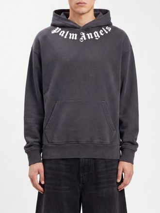 Palm Angels Relaxed Fit Cotton Hoodie with Kangaroo Pocket and Contrast Logo