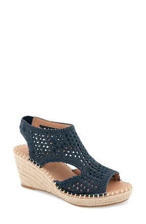Gentle Souls Cody Cutout Espadrille Wedge Sandal in Navy Knit at Nordstrom, Size 6.5