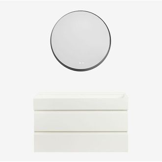 Sklum Conjunto De Mueble De Ba&ntilde;o En Madera Y Chapa De Fresno Con Lavabo Integrado Ona Sklum