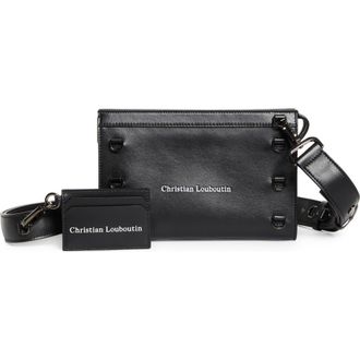 Christian Louboutin Mini Stoic Calfskin Leather Crossbody Bag in Black at Nordstrom