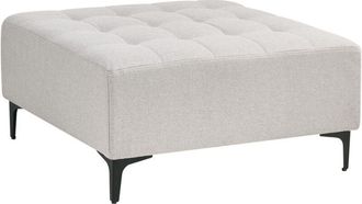 Beliani Ottoman Light Grey Fabric Tufted Fabric Modern Living Room Square Footstool Black Legs ABERDEEN