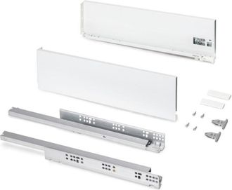 Emuca Caj&oacute;n Exterior Protone 30kg Con Gu&iacute;as De Extracci&oacute;n Total Y Cierre Suave, Altura 131mm, Profundidad 500mm, Acero, Pintado Blanco - Emuca