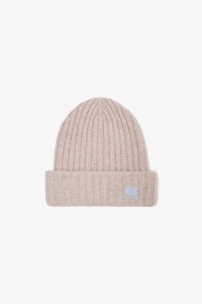 Ganni Beige Wool Knit Beanie