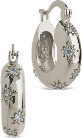 Sterling Forever Charleigh Cubic Zirconia Starburst Hoop Earrings in Silver at Nordstrom Rack