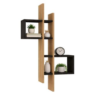 Dmora Estanter&iacute;a Cupello, 8 Estantes, Estructura Marr&oacute;n, Tono Antracita, 54x20x108h Cm Negro Antracita